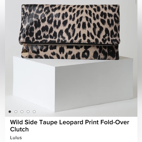Lulu’s Wild Side Taupe Leopard Print Fold-Over Clutch - Picture 14 of 15
